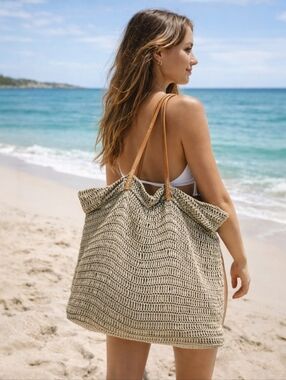 Shiraleah Chicago Extra Large Woven Summer Tote Bag Beach Handbag Shoulder Hobo